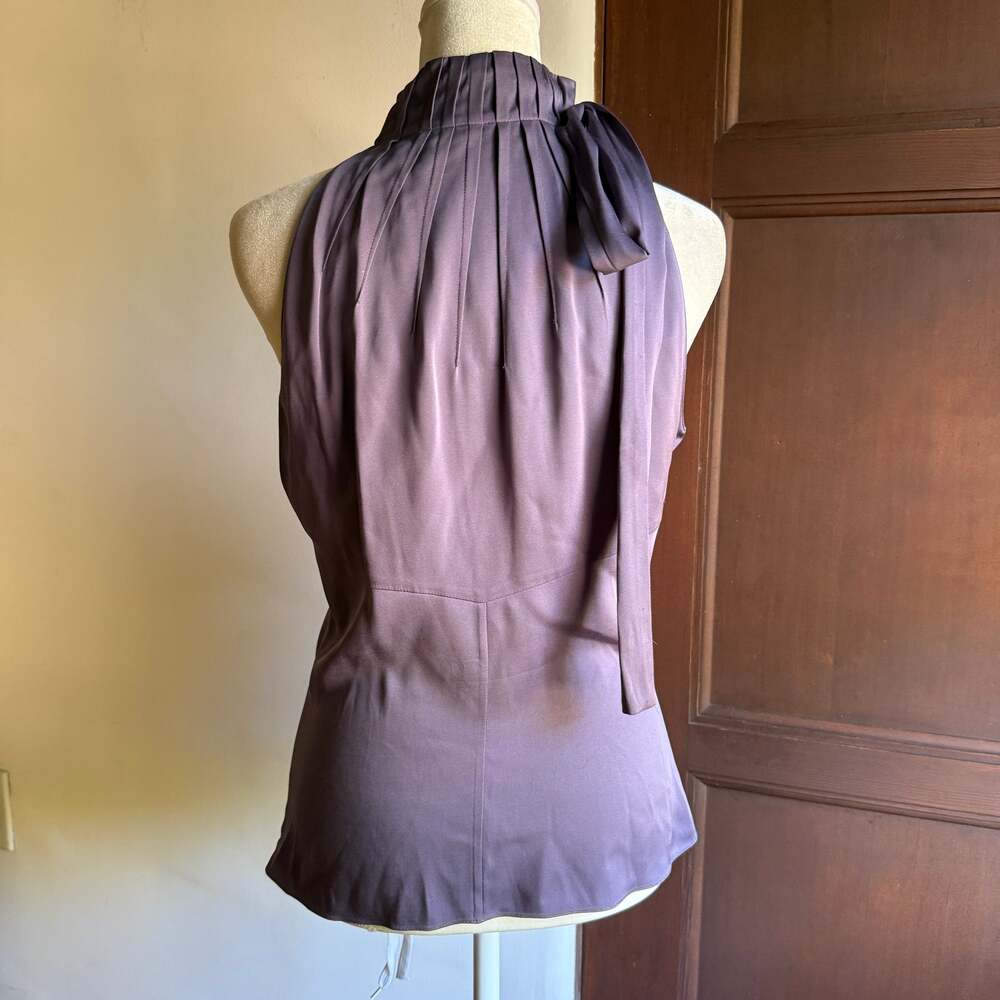 ELIE TAHARI | Lavender Purple Stretch Silk Halter style High Neck Top Small - Picture 4 of 6